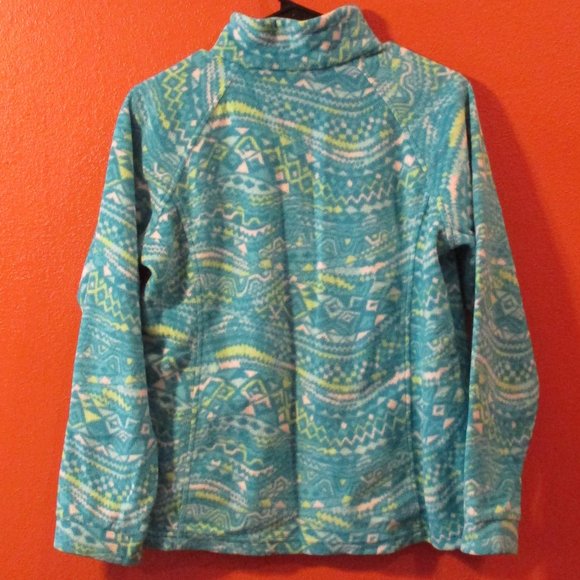 Columbia Youth X Large Blue Green Full Zip Pockets Long Sleeve Fleece Jacket - Picture 5 of 7